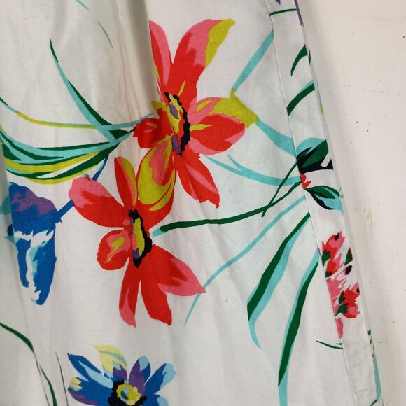 Floral Print A-Line Skirt With Pockets Ann Taylor Size 4 White Multicolor Lined - Picture 5 of 11